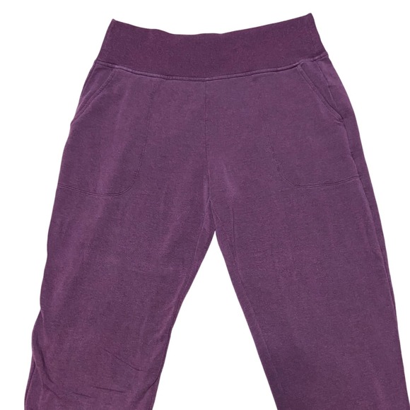 Athleta Tencel Fleece Joggers Purple High Rise Tapered Sweatpants Lounge Large - Picture 11 of 12